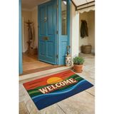 Valerine Life Kapı Önü Paspası 45X70cm Kaymaz Taban Dekoratif İç Dış Mekan Retro Gün Batımı