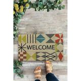 Valerine Life Kapı Önü Paspası 45X70cm Kaymaz Taban Dekoratif İç Dış Mekan Rustik Geometrik Üçgen