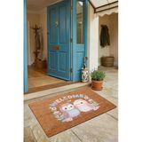 Valerine Life Kapı Önü Paspası 45X70cm Kaymaz Taban Dekoratif İç Dış Mekan Sevimli Baykuş Çifti