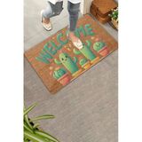 Valerine Life Kapı Önü Paspası 45X70cm Kaymaz Taban Dekoratif İç Dış Mekan Sevimli Kaktüs Ailesi