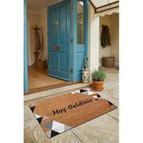 Valerine Life Kapı Önü Paspası 45X70cm Kaymaz Taban Dekoratif İç Dış Mekan Siyah Gri Geometrik Üçgen