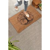 Valerine Life Kapı Önü Paspası 45x70cm Kaymaz Taban Dekoratif iç Dış Mekan Vintage Ceviz Ağacı