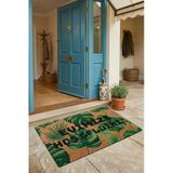 Valerine Life Kapı Önü Paspası 45X70cm Kaymaz Taban Dekoratif İç Dış Mekan Yeşil Palmiye Yapraklar