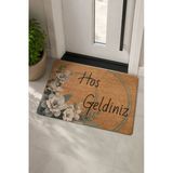 Valerine Life Kapı Önü Paspası 45X70cm Kaymaz Taban İç Dış Mekan Beyaz Su Zambağı Hoşgeldiniz
