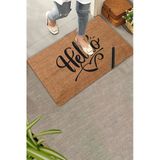 Valerine Life Kapı Önü Paspası 45X70cm Kaymaz Taban İç Dış Mekan El Yazılı Helllooo Ve Kara Kalem