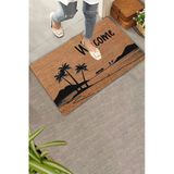 Valerine Life Kapı Önü Paspası 45X70cm Kaymaz Taban İç Dış Mekan Palmiye Ağaçlı Dağ Manzarası