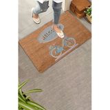 Valerine Life Kapı Önü Paspası 45X70cm Kaymaz Taban İç Dış Mekan Rustik Mavi Pembe Bisiklet