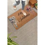 Valerine Life Kapı Önü Paspası 45X70cm Kaymaz Taban İç Dış Mekan Sarkaç Beyaz Pembe Papatya