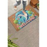 Valerine Life Kapı Önü Paspası 45X70cm Kaymaz Taban İç Dış Mekan Sevimli Yunus Balığı Ve Yıldız