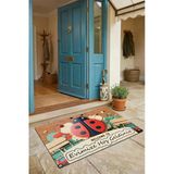 Valerine Life Kapı Önü Paspası 45X70cm Kaymaz Taban İç Dış Mekan Uğur Böceği Ve Kırmızı Vosvos