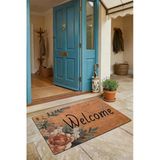 Valerine Life Kapı Önü Paspası 45X70cm Kaymaz Taban İç Dış Mekan Vintage Kahverengi Zambağı