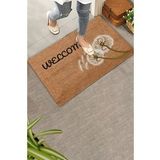 Valerine Life Karahindiba Dilek Otu Temalı Kahverengi Welcome Hoş Geldiniz Kapı Önü Paspası 45x70cm