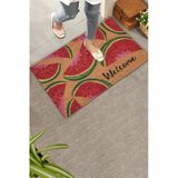 Valerine Life Karpuz Dilimi Desenli Kırmızı Welcome Hoş Geldiniz Kapı Önü Paspası 45x70cm