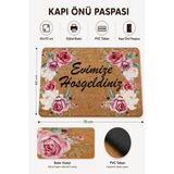 Valerine Life Kırmızı Beyaz Çelenk Gülleri Welcome Ev İç Dış Kapı Önü Paspası 45X70cm