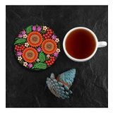 Valerine Life Kırmızı Papatyalı Yıkanabilir Kaydırmaz Ofis Çay ve Fincan Bardak Altlığı 10x10cm 6 Ad