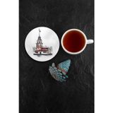 Valerine Life Kız Kulesi Figürlü Yıkanabilir Kaydırmaz Ofis Çay ve Fincan Bardak Altlığı 10x10cm 6 A
