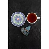 Valerine Life Mavi Radyal Çini Desenli Yıkanabilir Kaydırmaz Ofis Çay Ve Fincan Bardak Altlığı 10X10cm 6 Adet