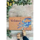 Valerine Life Mavi Yengeç Desenli Welcome Hoş Geldiniz Kapı Önü Paspası 45x70cm