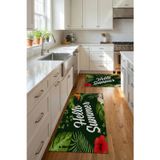 Valerine Life Mutfak Yolluğu Halısı Hello Summer Yeşil Tezgah Önü Paspası İkili Kilim Takımı Döküntü