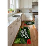 Valerine Life Mutfak Yolluğu Halısı Hello Summer Yeşil Tezgah Önü Paspası İkili Kilim Takımı Döküntülere Estetik Çözüm M