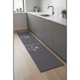 Valerine Life Mutfak Yolluğu Halısı Quiet Life Sakin Yaşam Gri Tezgah Önü Paspası İkili Kilim Takımı