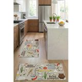 Valerine Life Mutfak Yolluk Halısı Tezgah Önü Paspası İkili Kilim Takımı Bon Appetit Afiyet Olsun