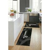 Valerine Life Mutfak Yolluk Halısı Tezgah Önü Paspası İkili Kilim Takımı Siyah Renk Kitchen