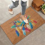 Valerine Life Nakış Desenli Kuş ve Renkli Tüyler Welcome Kapı Önü Paspası 45x70cm