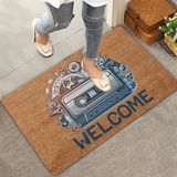 Valerine Life Nostaljik Kaset ve Müzik Çarkları Welcome Kapı Önü Paspası 45x70cm