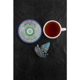 Valerine Life Özbek Papatya Desenli Yıkanabilir Kaydırmaz Ofis Çay ve Fincan Bardak Altlığı 10x10cm