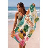 Valerine Life Plaj Havlusu 70X140cm Havuz Spa Sauna Spor Pamuklu Emici Hello Ananas