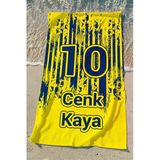 Valerine Life Plaj Havlusu 70X140cm Havuz Spa Sauna Spor Pamuklu Emici Sarı Lacivert Kişiye Özel