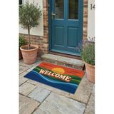 Valerine Life Retro Gün Batımı Welcome Dijital Baskılı Ev Ofis İşyeri Dış Kapı Önü Paspası 45X70cm