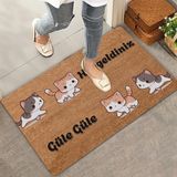Valerine Life Sarı Siyah Yavru Kediler Hoş Geldiniz ve Güle Güle Kapı Önü Paspası 45x70cm