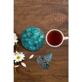 Valerine Life Turkuaz Doğal Taşlar Yıkanabilir Kaymaz Ofis Çay Ve Fincan Bardak Altlığı 10x10cm 6 Ad