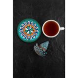 Valerine Life Yeşil Mandala Papatyalı Yıkanabilir Kaydırmaz Ofis Çay ve Fincan Bardak Altlığı 10x10c