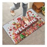 Valerine Life Yılbaşı Baston Ve Yuvarlak Şekerler Welcome Kapı Önü Paspası 45x70cm