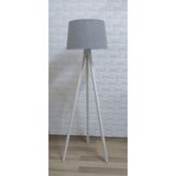 Valerino 3 Ayaklı Ahşap Tripod Lambader - Gri Konik Başlıklı Beyaz%100 MDF Ayaklı Yer Lambası, E27 Duy 145 cm Dekoratif Köşe Aydınlatması, Leke Tutmaz Özel Kumaş (4268731)