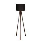 Valerino Modern Tripod Lambader - 40 cm Siyah Yuvarlak Başlıklı%100 MDF Kahverengi Ayaklı Yer Lambası, 145 cm Yükseklik, E27 Duy Aç-Kapa Anahtarlı Dekoratif Köşe Aydınlatması VİSTA058