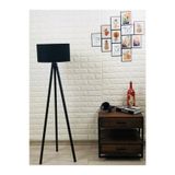 Valerino Tripod Modern Lambader - Siyah Silindir Kumaş Başlıklı Üç Ayaklı Yer Lambası, E27 Duy Kahve Ahşap Görünümlü Gövdeli Dekoratif Köşe Aydınlatması, Salon ve Ofis Abajuru (MDVP20232023)