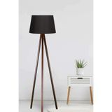 Valerino Tripod Modern Lambader - Siyah Silindir Kumaş Başlıklı Üç Ayaklı Yer Lambası, E27 Duy Kahve Gövdeli Dekoratif Köşe Aydınlatması, Loft ve Endüstriyel Stil Salon Abajuru (DAE2022LMD)