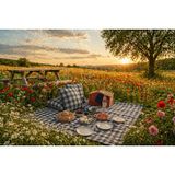 Valerium Sıvıya ve Lekeye Dayanıklı Silikon Dolgulu Piknik Seti 170x170cm + 4 Minder