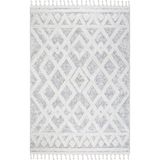 Valery Home Norway Vl Bukleli Premium Yumuşak Peluş Post Iskandinav Oturma Odası Salon Halısı 65373a 100 x 400 Krem-Gri
