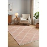 Valery Home Rodney Vl Yıkanabilir Kaydırmaz Çift Taraf Pamuk Dokuma Premium Kalite Kilim Pudra 40 X 60