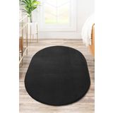 Valery Home Vl Comfort Oval Saçaksız Peluş Yıkanabilir Siyah Yolluk