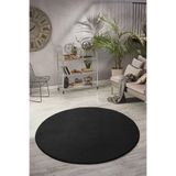 Valery Home Vl Comfort Yuvarlak Overloklu Peluş Yıkanabilir Siyah Yolluk