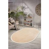 Valery Home Vl Oval Comfort Düz Saçaklı Peluş Yolluk Bej