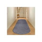 Valery Home Vl Oval Comfort Düz Saçaklı Peluş Yolluk Halı Antrasit Saçak 80 X 150