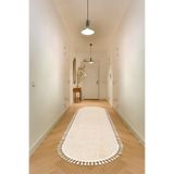 Valery Home Vl Oval Comfort Ponpon Saçaklı Peluş Yolluk Bej Vizon 80 X 350