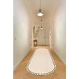 Valery Home Vl Oval Comfort Ponpon Saçaklı Peluş Yolluk Bej
